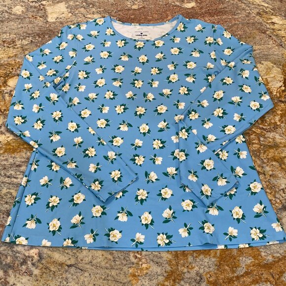 Draper James x Lands' End Blue Magnolia Rash Guard - Large 14/16 - Picture 2 of 11